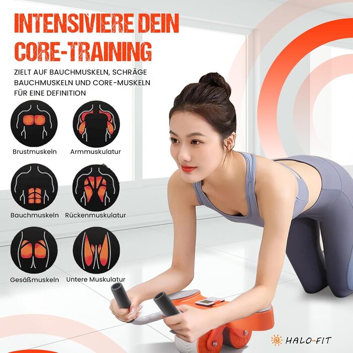 Ролер для пресу HALOFIT - ергономічний тренажер для всього тіла | Ролик для пресу з пружиною | Колесо для пресу | Ролер для пресу HALOFIT | Тренажер для кора