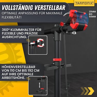Підставка для збирання велосипедів Tarpofix® до 30 кг | Професійна підставка для ремонту велосипедів та електровелосипедів | Важкий велосипедний тримач для E-bike | Підставка для ремонту велосипедів | Червона