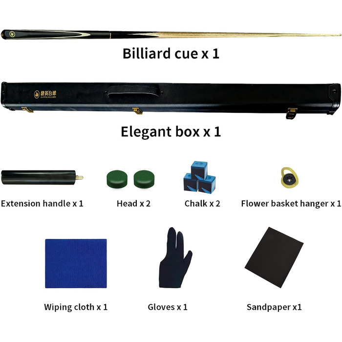 Більярдний кий ручної роботи, англійський снукер, 145 см, наконечник 10 мм, чорний колір