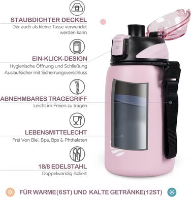 Дитяча термос-пляшка Fjbottle 400 мл, нержавіюча сталь, зручне відкривання, BPA Free, герметична, для газованих напоїв, для хлопчиків і дівчаток, єдиноріг, для школи та подорожей
