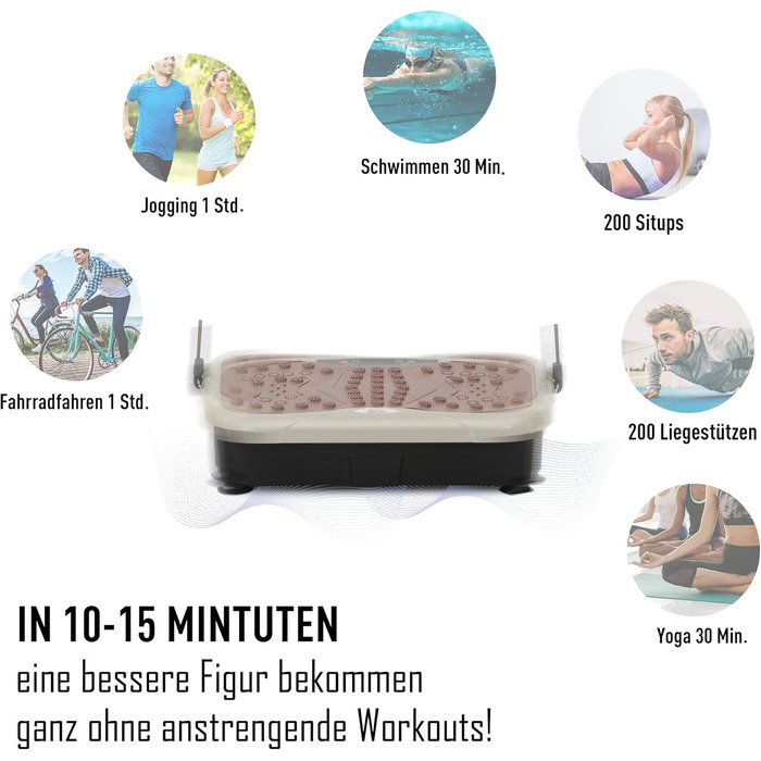 Платформа вібраційна HOMCOM з LED-дисплеєм, USB-динаміком та тренувальні стрічки - для фітнесу та тренувань