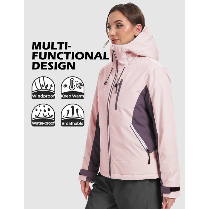 Жакети GEYSE Daen: водонепроникні, вітронепроникні, ізольовані, для сноуборду та лижного спорту (світло-рожевий, темно-ліловий)
