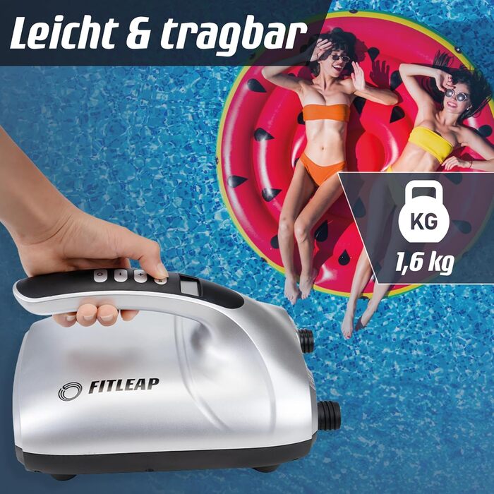 Електричний насос Fitleap для SUP, надувних матраців, каяків та ін. 12V, 20 PSI, 2-в-1 (надування/здування)
