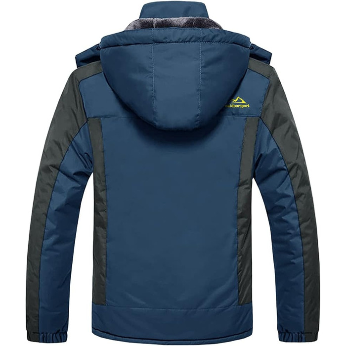 Зимова куртка KEFITEVD для чоловіків: водонепроникна, тепла, з підкладкою, для катання на лижах, спортивна, вітронепроникна, дихаюча, функціональна куртка з відстібаною капюшоном, XL, блакитна