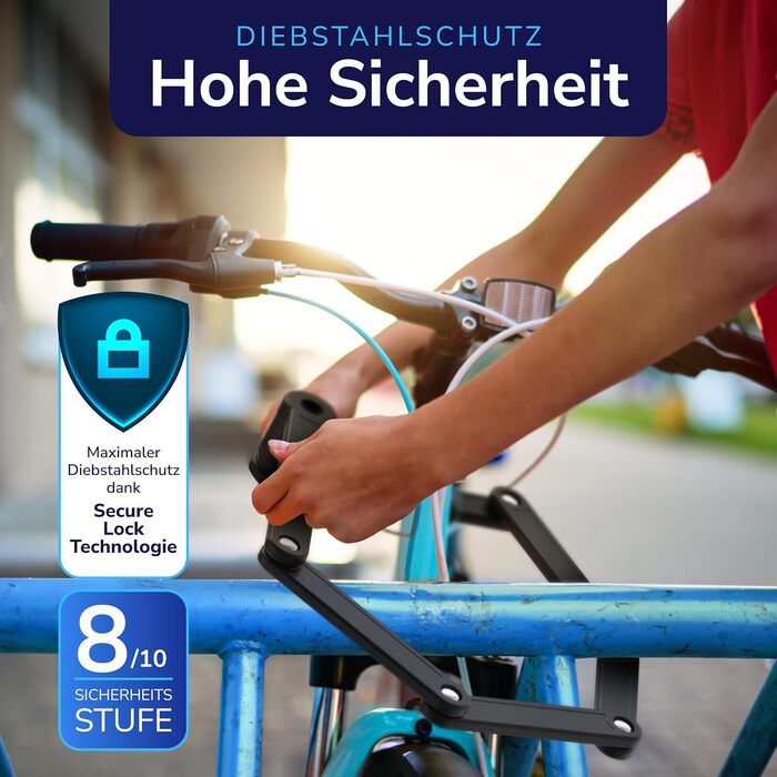 Замок для велосипеда Faltschloss: надійний складний замок для велосипеда та електробіка, рівень безпеки 10, з 2 ключами