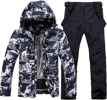 Сніговий костюм чоловічий HOUZONIY, теплий, вітронепроникний, 2-частинний, розмір L, чорний