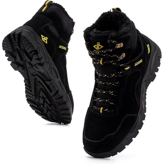 Чоботи зимові чоловічі/жіночі JackShibo, теплі, водонепроникні, антиковзаючі, для активного відпочинку (39 EU, чорний)