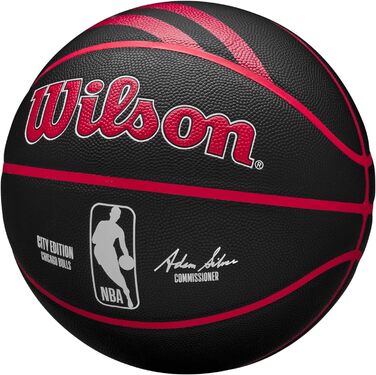 Баскетбольний м'яч Wilson NBA Team City Chicago Bulls, розмір 7, для вулиці та залу, чорний, унісекс
