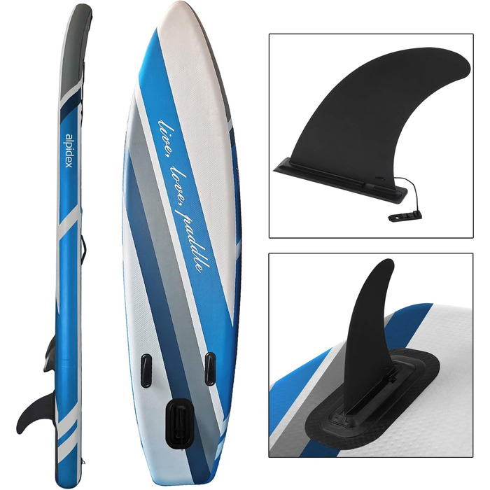 Надувна SUP-дошка ALPIDEX 320x76x15 см, до 200 кг, комплект: весло, плавці, насос, ремінець, рюкзак, набір для ремонту
