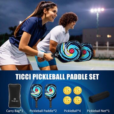 Набір пікбол paddles TICCI: 2 paddles, 4 м'ячики, сумка, схвалено USAPA