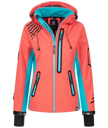 Жіноча куртка-вітровка Softshell Rock Creek D-402, кораллово-бірюзова, розмір XXL