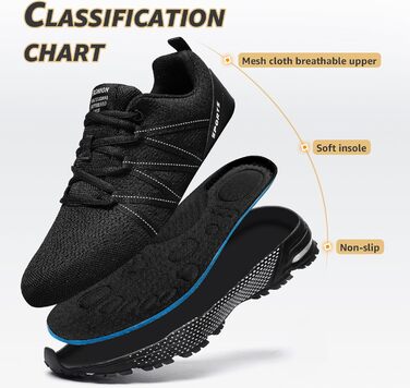 Чоловічі кросівки ASHION для спорту та бігу, легкі, дихаючі, чорні (45 EU)