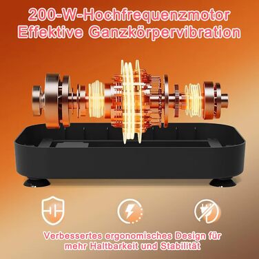 Віброплатформа з Bluetooth та музикою, 199 рівнів інтенсивності та 5 програм тренувань, для всього тіла та нарощування м'язів, чорно-рожева, для домашнього фітнесу