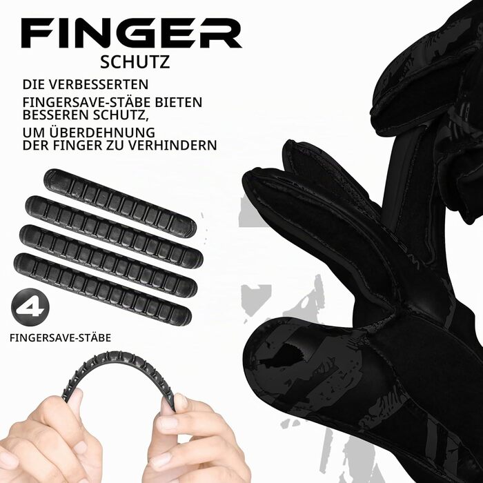 Воротарські рукавиці Westwood FOX Fingersave дитячі, юнацькі та дорослі. Латекс Dumbo 4+3 мм, чорні (розмір 9)