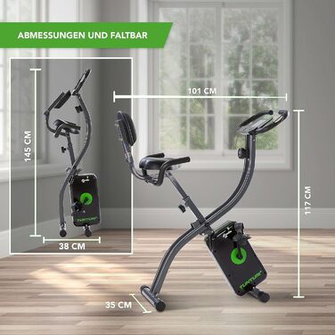 Велотренажер складаний Tunturi Cardio Fit B25 X з спинкою, тримачем для планшета та LCD-екраном, чорний
