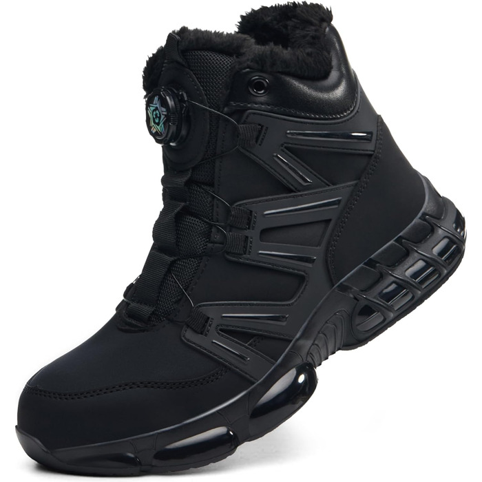 Зимові захисні чоботи,  водонепроникні для чоловіків та жінок. Робочі черевики з повітряною подушкою, сталевим підноском, утеплені, розміри 36-47 EU, чорний.