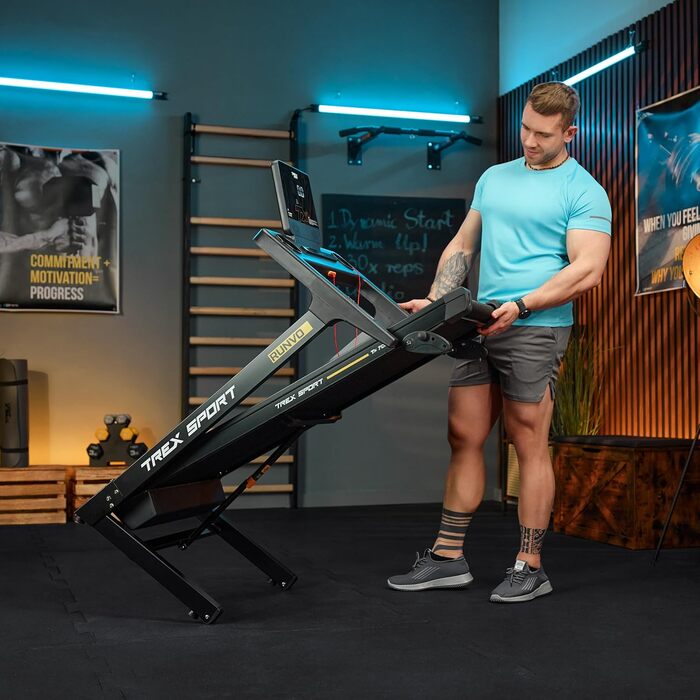 Електричний біговий тренажер TREX SPORT TX-700TM RUNVO | Складаний біговий тренажер з LCD-дисплеєм, потужність 2 PS, 15 програм