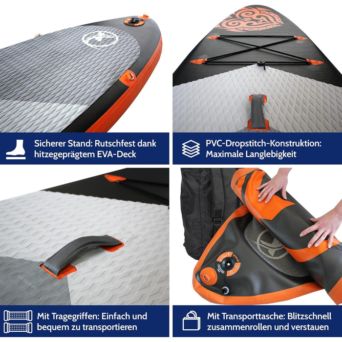 Надувний SUP Board NEMAXX® PB320 II – 320x78x15 см, до 140 кг, комплект з сумкою, веслом, плавником та насосом