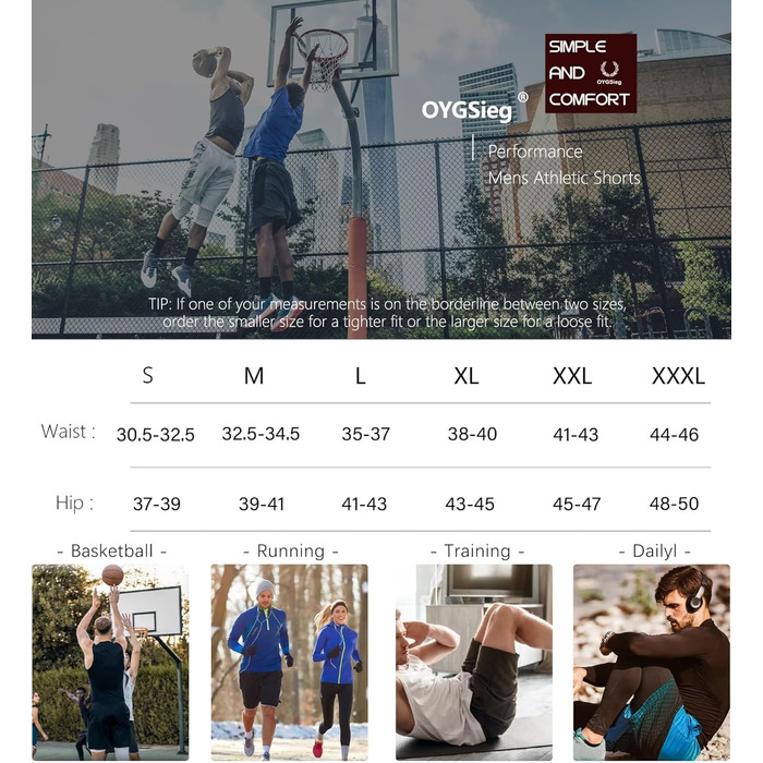 Шорти баскетбольні чоловічі OYGSieg, спортивні шорти з кишенями, швидковисихаючі, для тренувань, бігу, повсякденного носіння, 6 шт. M Seta