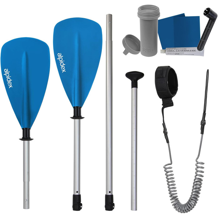 Надувна SUP-дошка ALPIDEX 320x76x15 см, до 200 кг, комплект: весло, плавці, насос, ремінець, рюкзак, набір для ремонту
