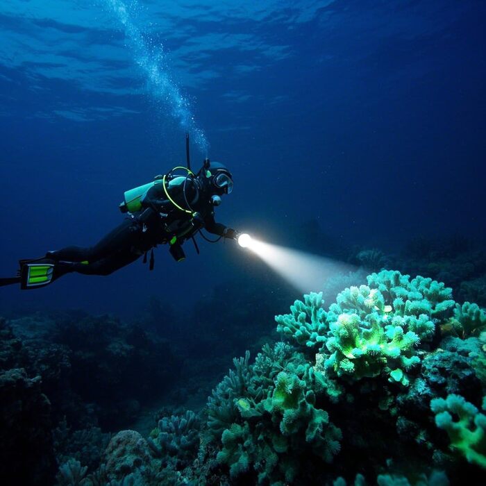 Ліхтар під водою WholeFire 8000 Lumen, IPX8, водонепроникний, 3 режими, акумуляторний, для плавання та дайвінгу