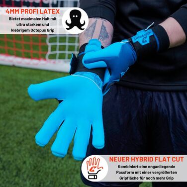 Воротарські рукавички CATCH&KEEP для дорослих з Octopus Grip, преміум якість, максимальне зчеплення для футболу