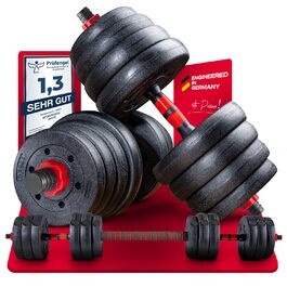 Sportstech 2-в-1 гантелі AH150: короткі та довгі гантелі, набір гантелей 20/30/40 кг, регульований набір з муштою та з'єднувач, фітнес для чоловіків та жінок