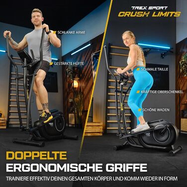 Еліптичний тренажер TREX SPORT TX-400CT для дому з комп'ютером, пульсометром і магнітною системою гальмування, 10 рівнів опору, тиха робота