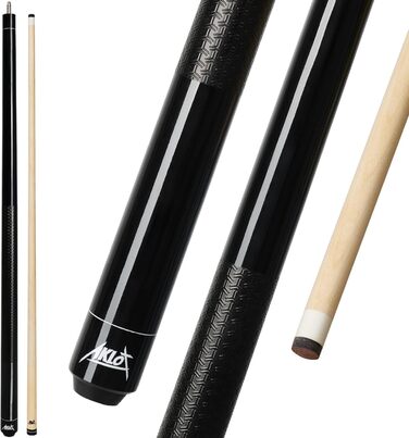 AKLOT Більярдний кий 58' - канадський клен, 13 мм шкіряна вершина, 3D ручка, преміум якість, для професійних гравців, чорний (540г)