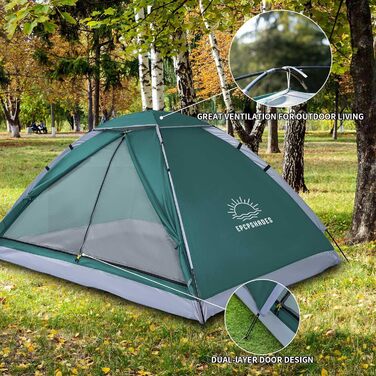 Купол намет для кемпінгу на 1-2 особи, легкий та портативний, водонепроникний, армійного кольору (темно-зелений)