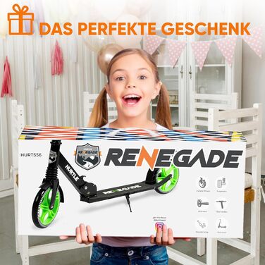 Міський ролер Hurtle Roller Kinder 10 років, складний та регульований по висоті (84–98 см), самокат для дітей та дорослих зі стійкою, з ремінним плечем, до 100 кг (Runner)