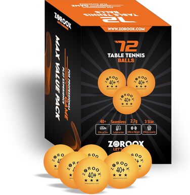 Набір тенісних кульок ZOROOX 40+ | 72 шт. | ABS, для гри в приміщенні та на вулиці