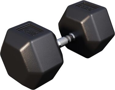 Гантелі GORILLA SPORTS Hexagon 50 кг – шестигранні, гумові, чавунні, рифлений хромований гриф, чорні, для фітнесу та силових тренувань