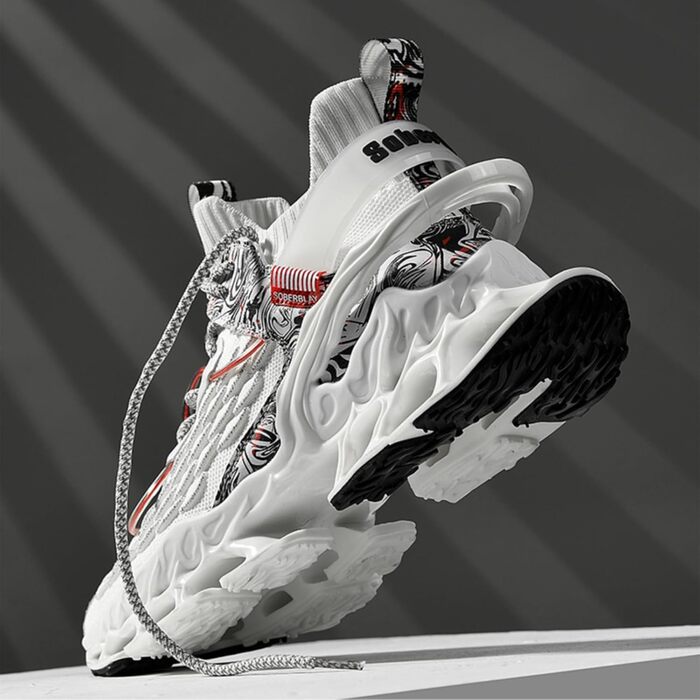 Чоловічі бігові кросівки для вулиці: легкі, зручні, дихаючі, з антиковзкою підошвою. Ідеальні для спорту, фітнесу, джогінгу та активного відпочинку. Розмір 41.5 EU, колір білий.