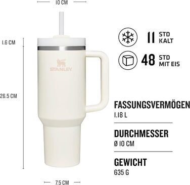 Термочашка Stanley Quencher H2.0 Flowstate з трубочкою 1,2 л, термокружка з нержавіючої сталі, зберігає напої холодними до 48 годин, без BPA, підходить для посудомийки