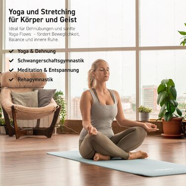 MSPORTS Килимок для гімнастики Premium з ремінком + постер з вправами + додаток для тренувань | Шкіряний килимок для фітнесу 190 x 80 x 1,5 см - Кам'яно-сірий - Килимок для йоги без фталатів 190 x 80 x 1,5 см