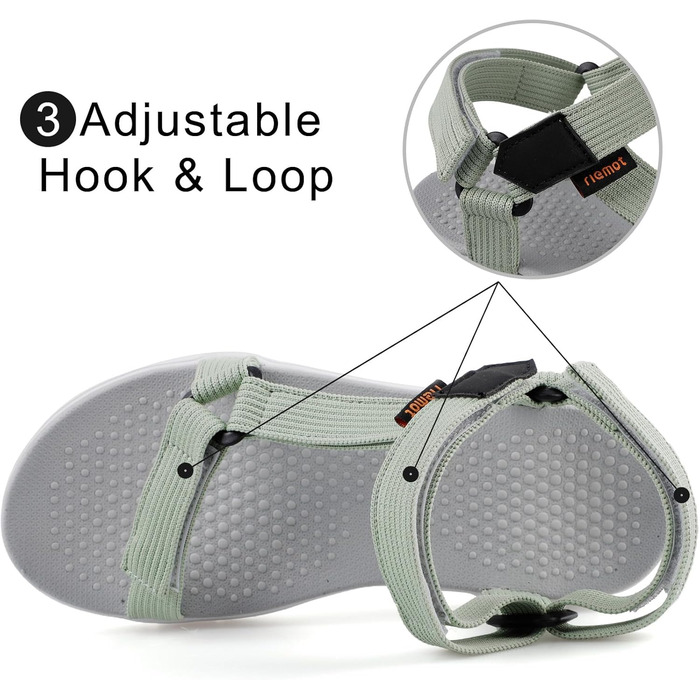 Жіночі сандалі Rieker для активного відпочинку та трекінгу, зелені, 39 EU