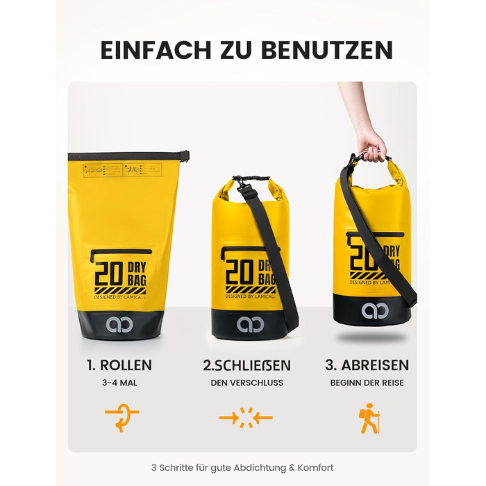 Водонепроникний рюкзак-сумка Lamicall Dry Bag 5/10/20/30/40L - міцний, стійкий до подряпин, для водного спорту, пляжу, подорожей