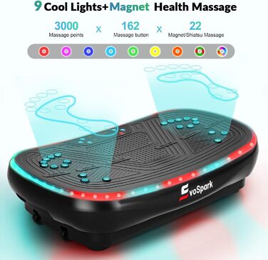 Vibrationsplatte EvoSpark 4D PRO 7-in-1: Тест-переможець 2025, 900W, LED-підсвічування, 550 lbs, для домашніх тренувань