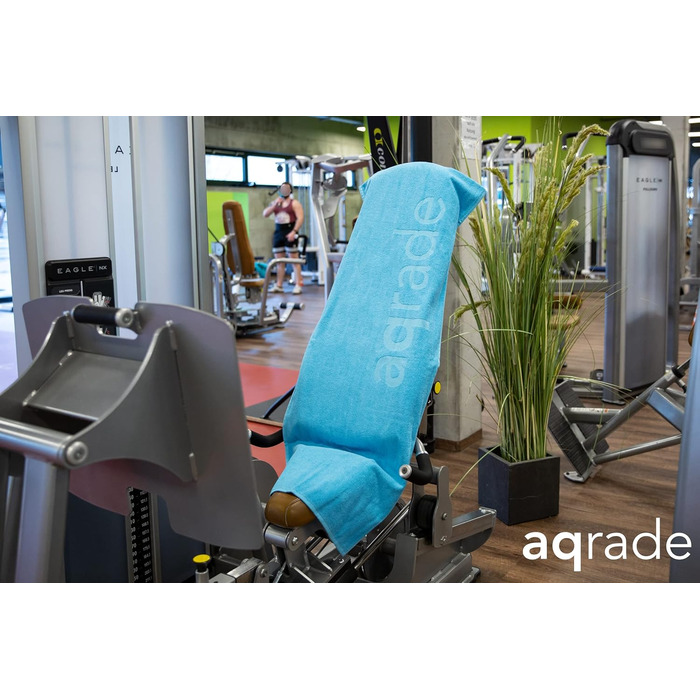 Спортивне рушник для фітнесу AQGRADE з фіксацією 120x50 см, бавовна XL (Світло-блакитний)