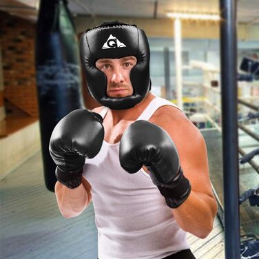 Захисний шолом для боксу та MMA (шкірозамінник PU), для дітей та дорослих, для кікбоксингу, муай-тай, карате та тхеквондо, L, чорний