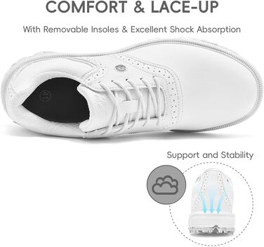 Гольф-взуття чоловіче ULTIANT водонепроникне, без шипів, класичне, зручне, кросівки для гольфу, тренувальне взуття (білий, 47 EU)