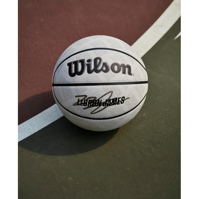 Баскетбольний м'яч Wilson NBA Player Icon UV James Design, сірий, розмір 7, з UV-захистом та текстурою Pure Feel