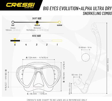 Cressi Професійний набір для дайвінгу: маска, трубка, прозорий/жовтий, універсальний розмір