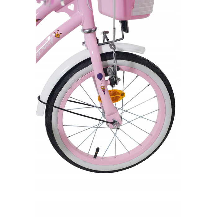 Дитячий велосипед 16 дюймів для дівчинки з ручкою-штовхачем, бічними колесами та кошиком Kimet