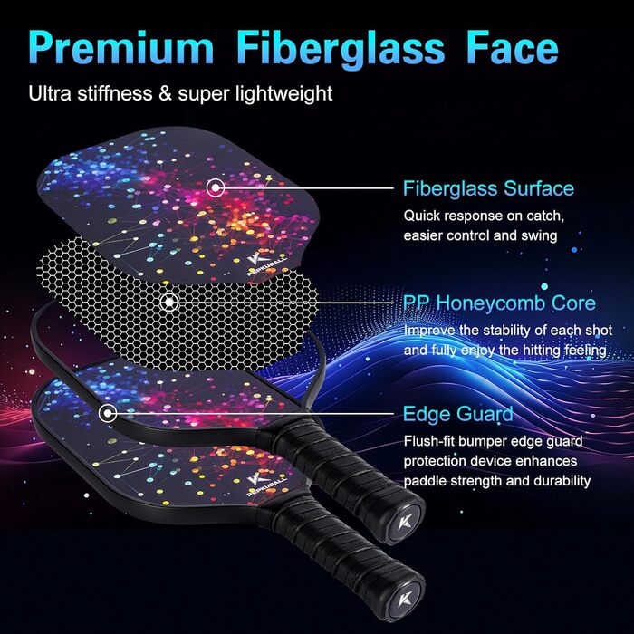 Набір для піклболу: ракетки та лопатки з фібергласовою поверхнею (WB03-4STARLIT SKY)