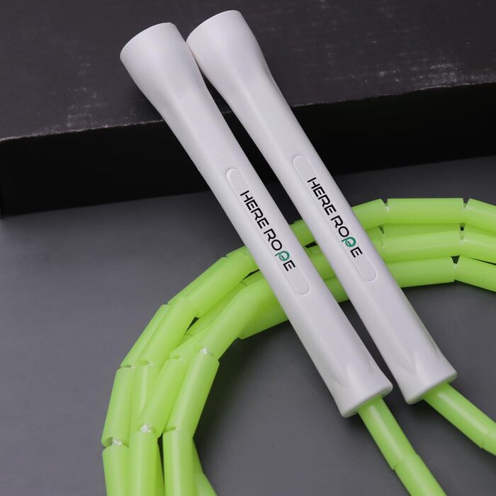 Стрибкове канат Perlen з нерозривними ручками та міцними кульками для фітнесу, регульований 3м, для дорослих, чоловіків та жінок, яскраво-зелений