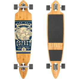 Скейборд Osprey Longboard 42'' з подвійною носовою частиною, 5-шаровий бамбук, для дітей, дорослих та новачків, дизайн 'Орел', різні кольори
