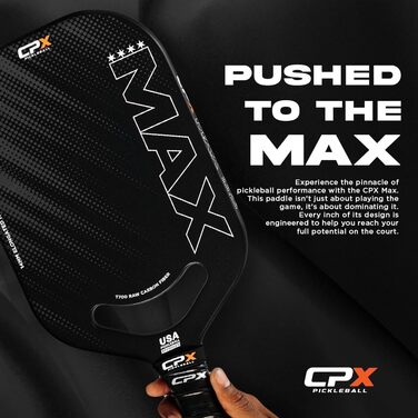 Pickleball-Paddel CPX MAX Series: Вуглецеве волокно, T700, професійна якість, довга форма, 14 мм ядро, зручний захват, довговічний, дизайн Chicago