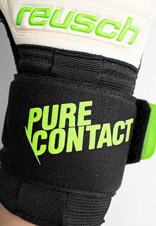 Воротарські рукавички Reusch Pure Contact Gold, унісекс, чорні/зелені, розмір 10.5, внутрішній шов, покриття Grip Gold, для всіх типів полів